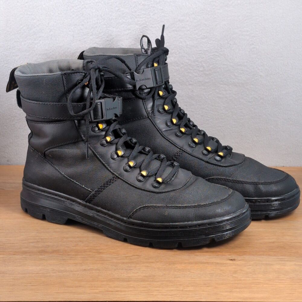 Dr. Martens Combs Tech Mens 13 EU 47 UK 12 Combat Boots Black Canvas Lace-Up Doc